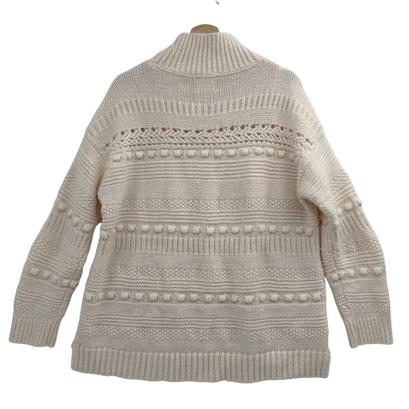Lou & Grey Mock Neck Sweater Large Cream Ivory Chunky Knit Bauble Casual Norm - Picture 3 of 6